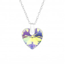 Silver Heart Necklace with Crystal