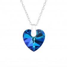 Silver Heart Necklace with Crystal