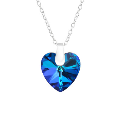 Silver Heart Necklace with Crystal