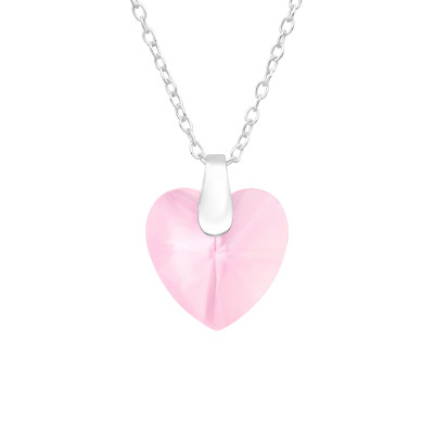 Silver Heart Necklace with Crystal