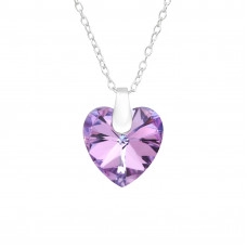 Silver Heart Necklace with Crystal