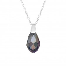 Silver Teatdrop Necklace with Crystal