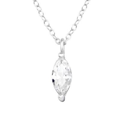 Marquise Sterling Silver Necklace with Cubic Zirconia