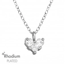 Heart Sterling Silver Necklace with Cubic Zirconia