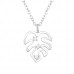 Silver Leaf Necklace with Cubic Zirconia
