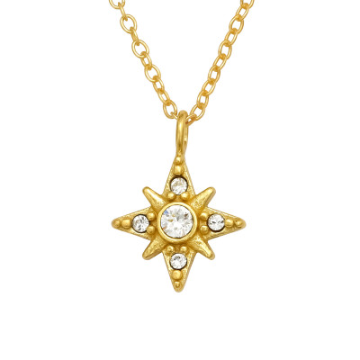 Silver Northern Star Necklace with Genuine European Crystal