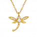 Silver Dragonfly Necklace with Cubic Zirconia