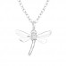 Silver Dragonfly Necklace with Cubic Zirconia