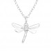 Silver Dragonfly Necklace with Cubic Zirconia