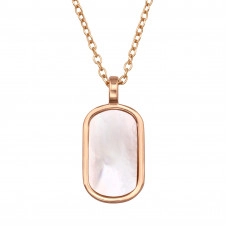 Rectangle Sterling Silver Necklace with Imitation Stone