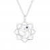 Silver Om Symbol Necklace with Cubic Zirconia