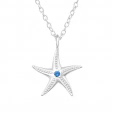 Silver Starfish Necklace with Cubic Zirconia