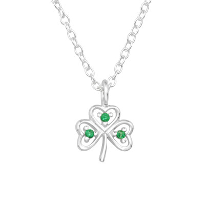 Clover Sterling Silver Necklace with Cubic Zirconia