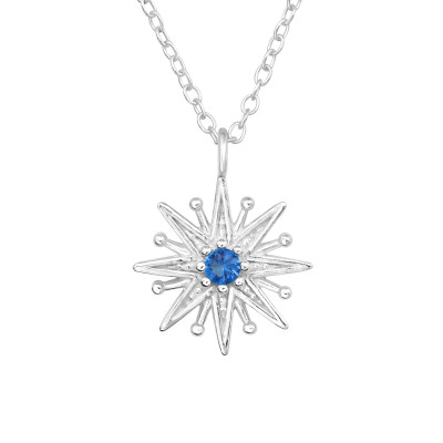 Silver Northern Star Necklace with Cubic Zirconia