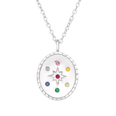 Fashionable Silver Star Necklace with Cubic Zirconia