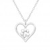 Silver Heart and Paw Print Necklace with Cubic Zirconia