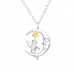 Silver Crescent Moon Necklace with Cubic Zirconia