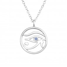 Silver Eye Of Horus Necklace with Cubic Zirconia