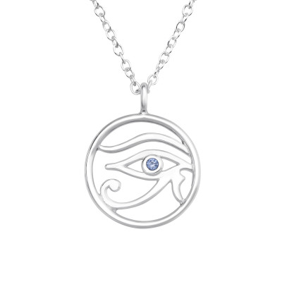 Silver Eye Of Horus Necklace with Cubic Zirconia