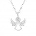 Silver Angel Wing Necklace with Cubic Zirconia