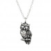 Silver Owl Necklace with Cubic Zirconia