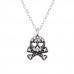 Silver Skull Necklace with Cubic Zirconia