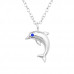 Silver Dolphin Necklace with Cubic Zirconia