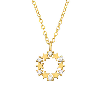 Silver Stars Necklace with Cubic Zirconia