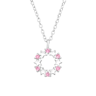 Silver Stars Necklace with Cubic Zirconia