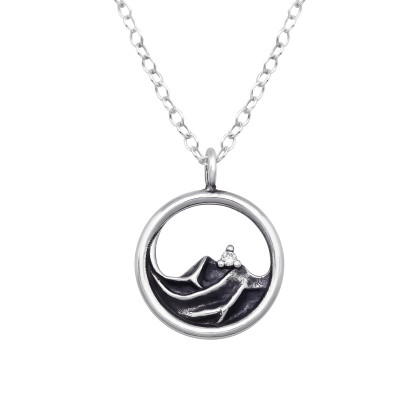 Mountain Sterling Silver Necklace with Cubic Zirconia