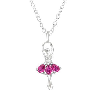 Ballerina Sterling Silver Necklace with Cubic Zirconia