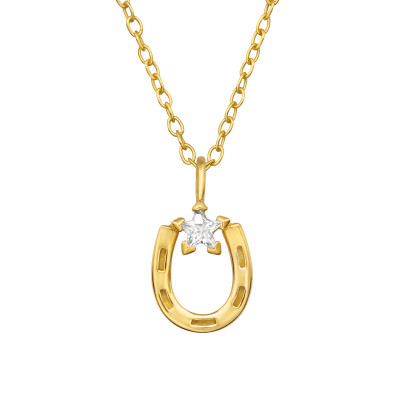 Horseshoe Sterling Silver Necklace with Cubic Zirconia