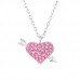 Pierced Heart Sterling Silver Necklace with Crystal