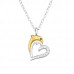 Dolphin Heart Sterling Silver Necklace with Cubic Zirconia and Epoxy