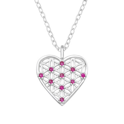 Heart Sterling Silver Necklace with Cubic Zirconia