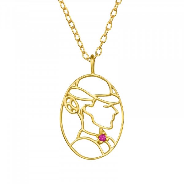 Stylish Woman Sterling Silver Necklace with Cubic Zirconia