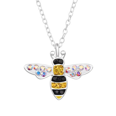 Bee Sterling Silver Necklace with Crystal