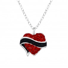 Heart Sterling Silver Necklace with Crystal and Epoxy
