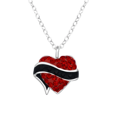 Heart Sterling Silver Necklace with Crystal and Epoxy