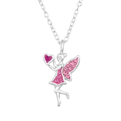 Fairy Sterling Silver Necklace with Crystal