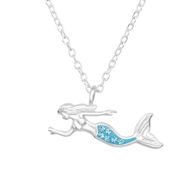 Mermaid Sterling Silver Necklace with Crystal