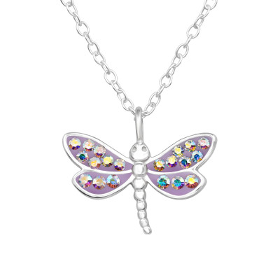 Butterfly Sterling Silver Necklace with Crystal