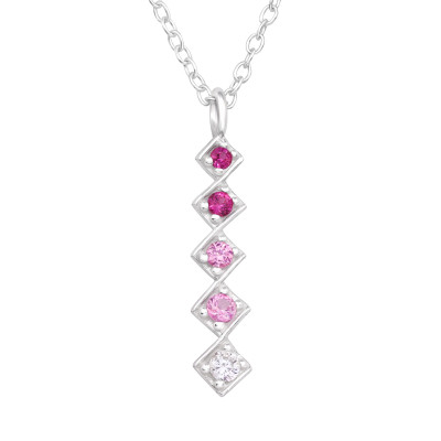 Five-Stone Bar Sterling Silver Necklace with Cubic Zirconia