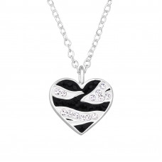 Heart Sterling Silver Necklace with Crystal