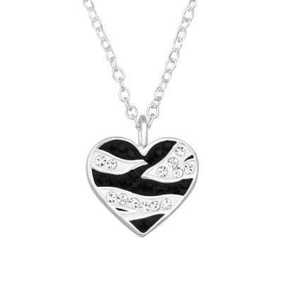 Heart Sterling Silver Necklace with Crystal