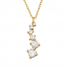 Sterling Silver Necklace with Round 1.4mm to 4mm Cubic Zirconia