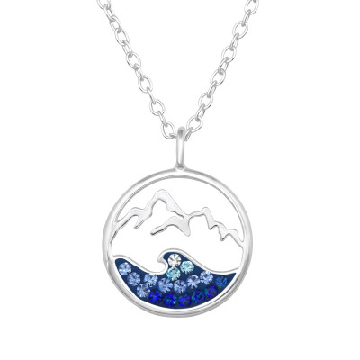 Mountain Sterling Silver Necklace with Crystal
