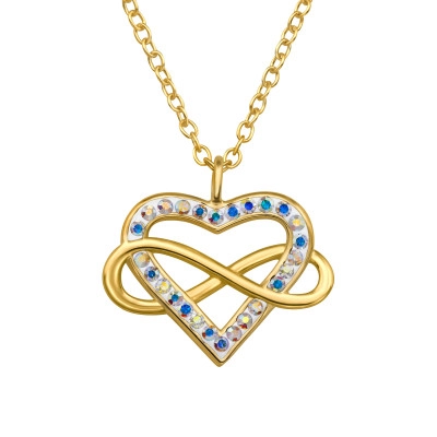 Heart Infinity Sterling Silver Necklace with Crystal