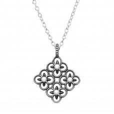 Flower Sterling Silver Necklace with 