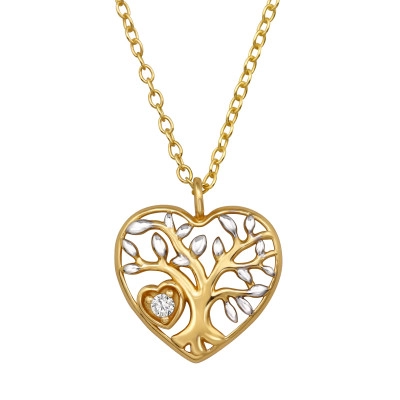 Tree Of Life Sterling Silver Necklace with Cubic Zirconia